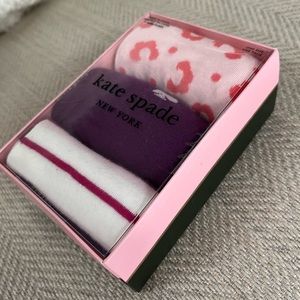 Kate Spade Socks - 3 pair boxed set- Pink, Plum & Magenta Multi- stripe